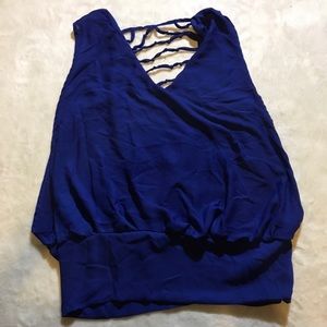 Blue sleeveless blouse